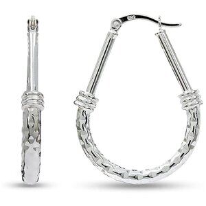 🔥Gorgeous 14K White Gold Plated LIMITED!! Ear Hook Hoop Earrings, GPMB1395
